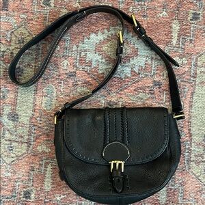 Cole Haan Loralie Whipstiched Mini Saddle Bag Black Leather